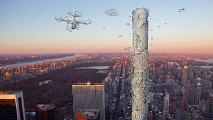 New York , un aéroport vertical pour drones, le projet fou de 3 étudiants en architecture