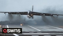 U.S. Air Force B-52H Stratofortress heavy bombers spotted leaving British air base
