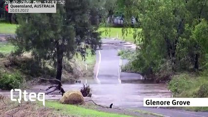 Timelapse video shows rising floodwaters in Australia