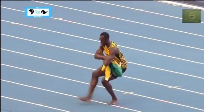 Usain Bolt danse le kazatchok au championnat du monde d'Athlétisme 2013 à Moscou