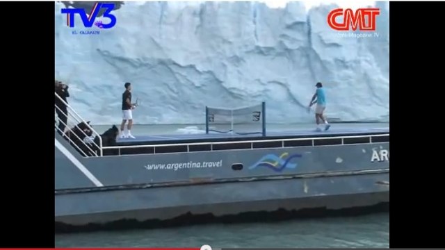 Insolite : Rafael Nadal et Novak Djokovic jouent au tennis sur un bateau dans un paysage de glace