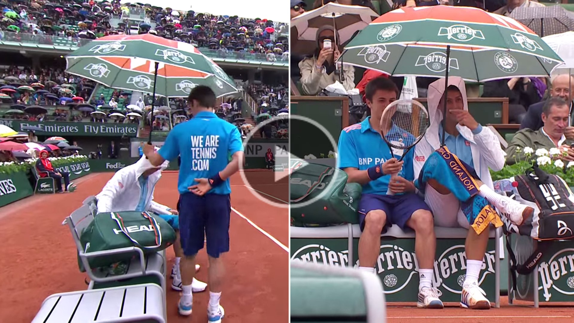 Roland-Garros 2014 : Novak Djokovic trinque avec un ramasseur de balles en  plein match - Vidéo Dailymotion