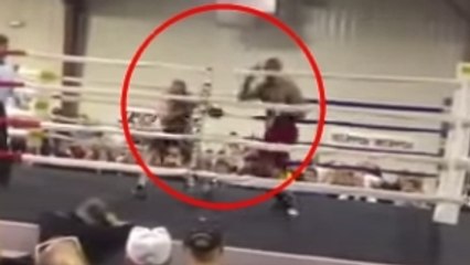 Opposé à un adversaire bien plus fort, ce boxeur simule un ko