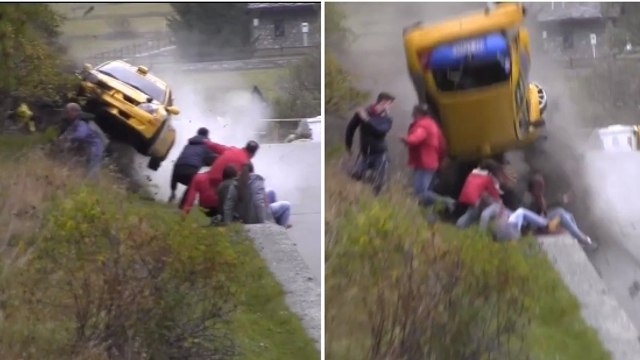 Des spectateurs échappent miraculeusement à un crash lors d'un rallye en Italie