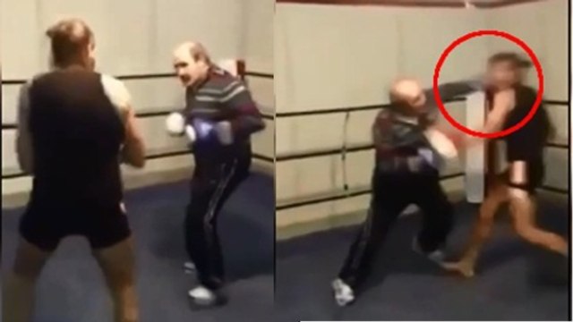 Quand un vieux boxeur donne une leçon de boxe à un jeune et l'humilie