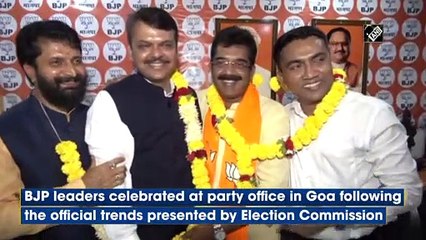 Goa Poll Results 2022: BJP leaders celebrate at party office