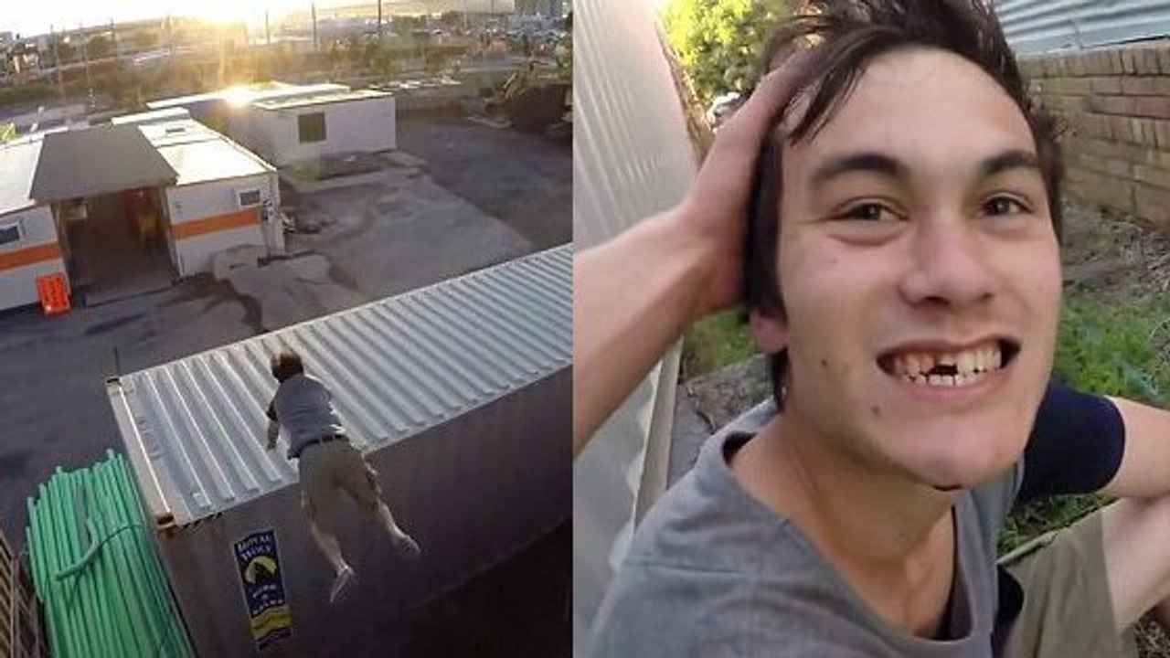 Parkour : La grosse chute d'un freerunner qui se casse une dent