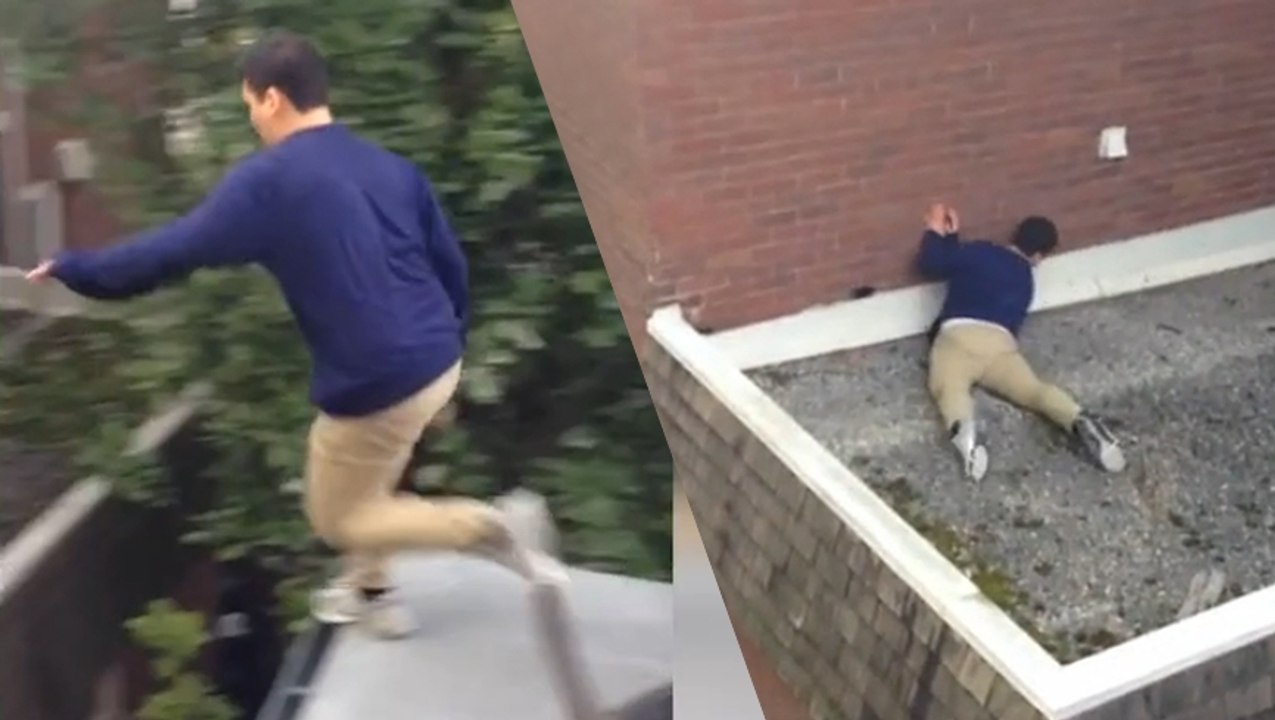 Ivre, il tente un saut de parkour et chute violemment !