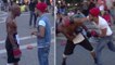 Un amateur défie un boxeur en pleine rue