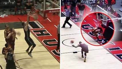 Un panneau de basket s'effondre après un dunk monstrueux