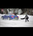 Il fait du ski tracté par un coupé de luxe !