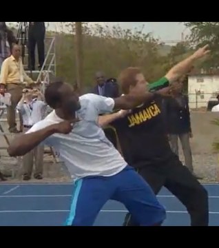 Jamaïque: le prince Harry fait un sprint avec Usain Bolt