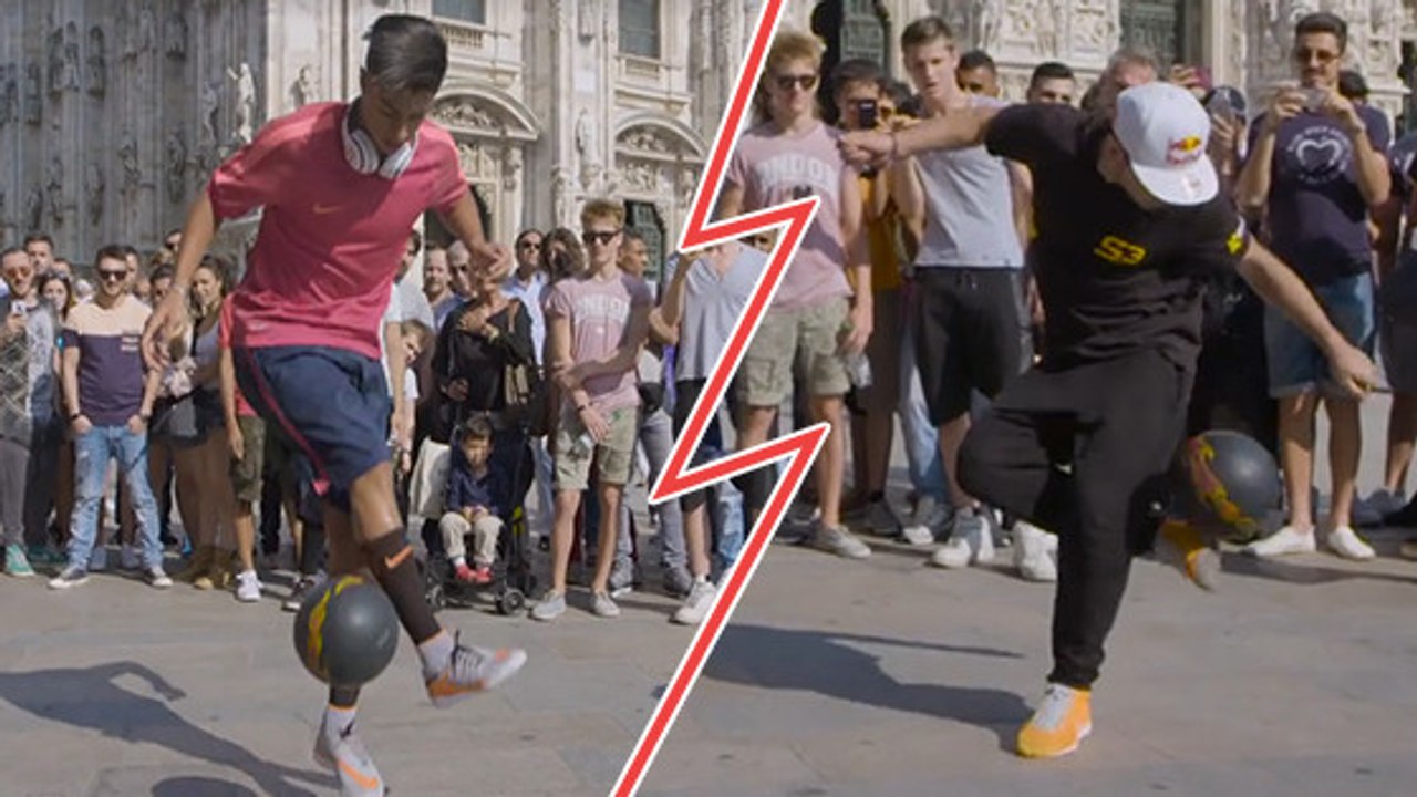 Sean Garnier affronte Hachim Mastour lors d'un concours de freetstyle