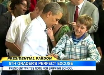 Barack Obama écrit un mot d'excuse à un enfant qui a séché l'école pour le voir