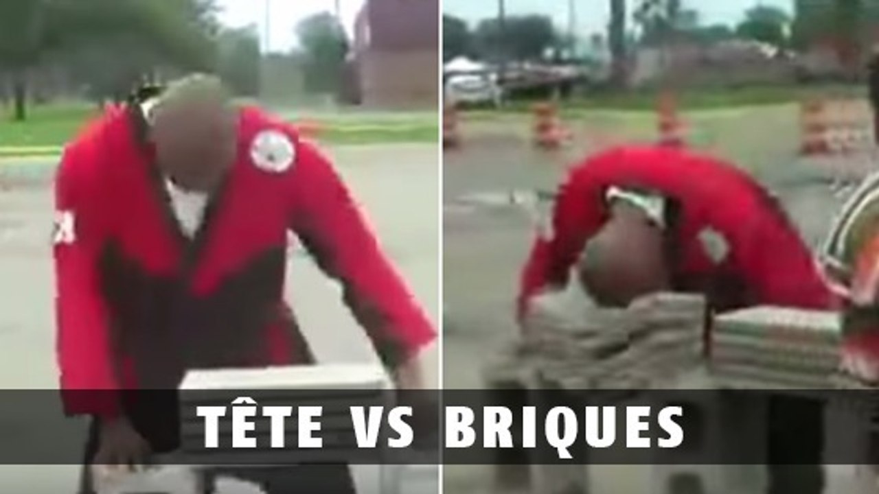 Cet homme brise 100 briques en moins de 30 secondes avec sa tête