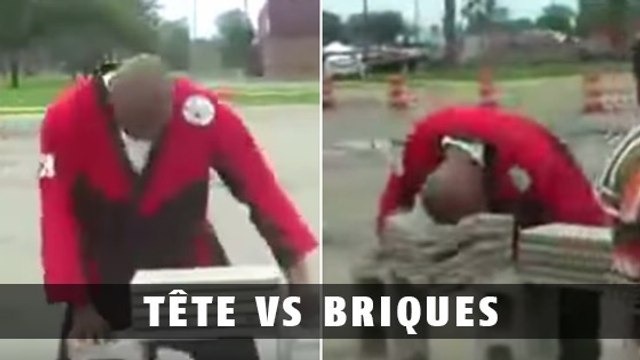 Cet homme brise 100 briques en moins de 30 secondes avec sa tête
