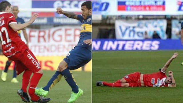Carlos Tevez casse la jambe d'Ezequiel Ham sur un énorme tacle