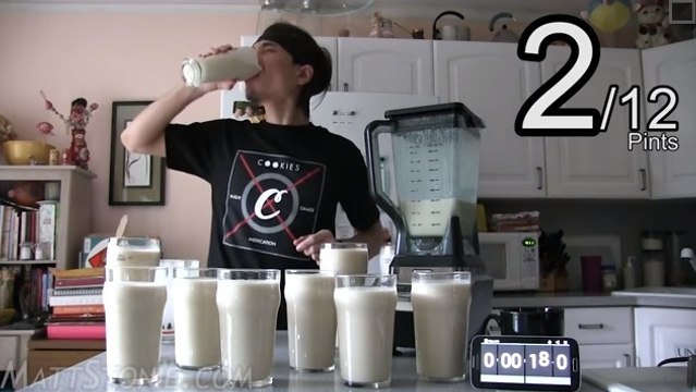 Le Youtubeur Matt Stonie avale 2 kilos de protéines en poudre en 2 minutes