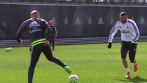 Karim Benzema régale à l'entraînement sur une passe de... Zinédine Zidane