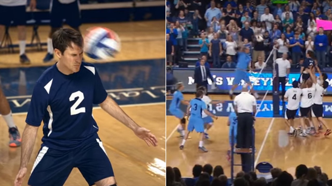 Ce joueur de volley complètement fou contre les ballons avec... sa tête !