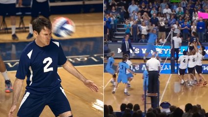 Ce joueur de volley complètement fou contre les ballons avec... sa tête !