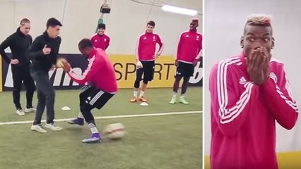 Paul Pogba et Patrice Evra affrontent les deux freestylers français Séan Garnier et Soufiane Bencok