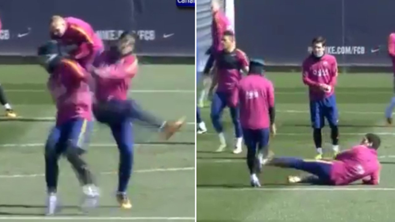 Neymar et Luis Suarez victimisés par Javier Mascherano à l'entraînement du FC Barcelone