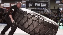 Jean-François Caron bat le record du monde de soulevé de pneu avec un poids de 612 kilos !