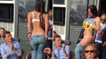 Une supportrice belge fête le titre de Bruges en dansant toute nue en pleine rue