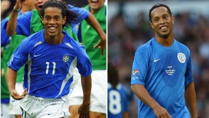Ronaldinho essaye de reproduire le coup franc qu'il avait marqué à David Seaman lors de la Coupe du Monde 2002
