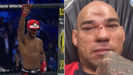 Michael Venom Page foudroie Evangelista Santos et le capture ensuite tel un Pokémon