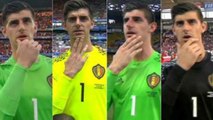 Pourquoi Thibaut Courtois se gratte le menton à chaque fois qu'il est filmé pendant l'hymne belge ?