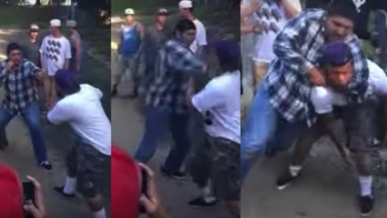 Un jeune brésilien pratiquant de jiu-jitsu met KO une grosse brute