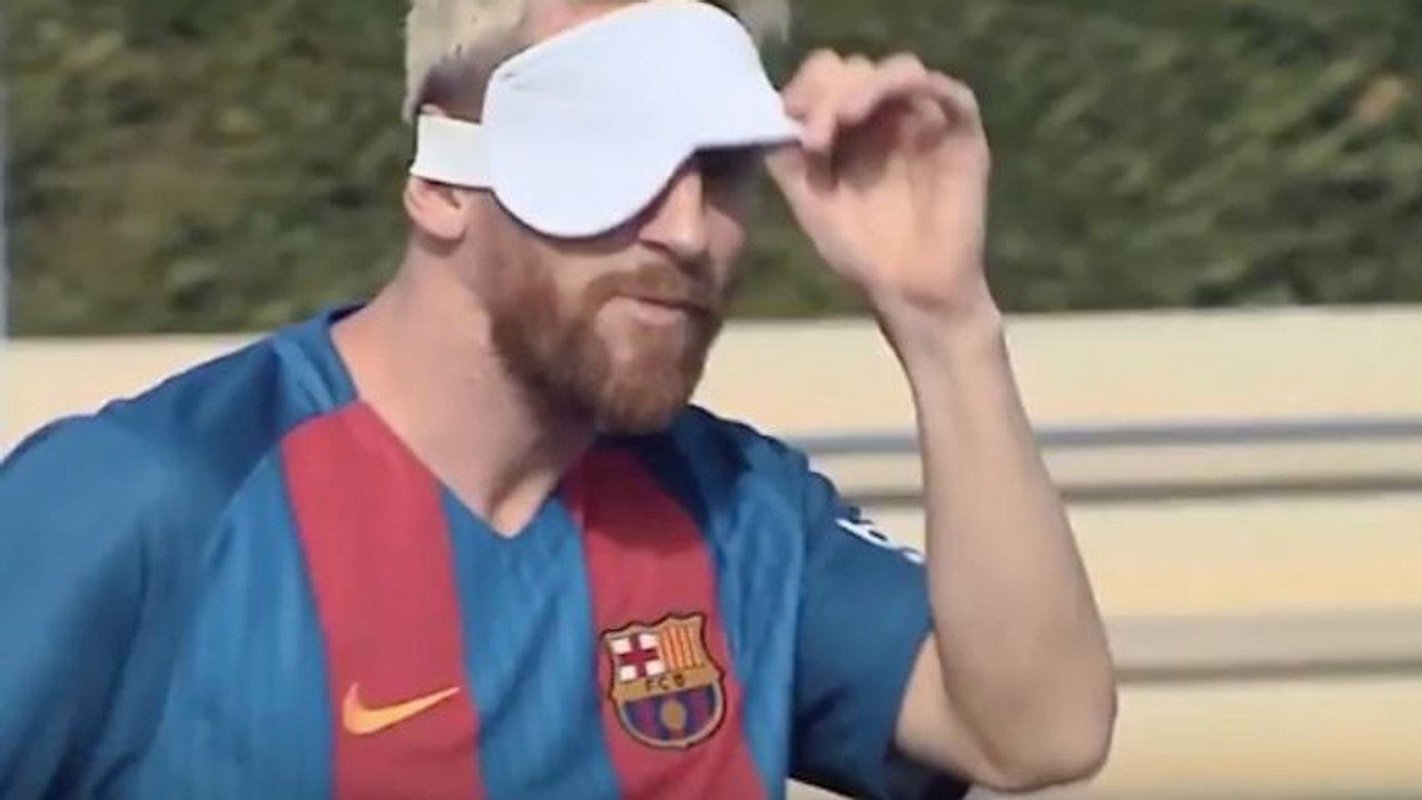Quand Lionel Messi et les joueurs du Barça découvrent un autre football, le Cécifoot