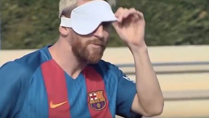 Quand Lionel Messi et les joueurs du Barça découvrent un autre football, le Cécifoot