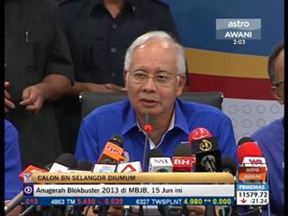 Calon BN Selangor diumum