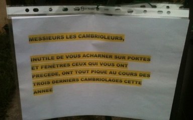 Le message choc d'une retraitée aux cambrioleurs : ''Ceux qui vous ont précédés ont tout piqué''