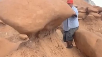 Un scout détruit un rocher de plus de 200 millions d'années... pour s'amuser !