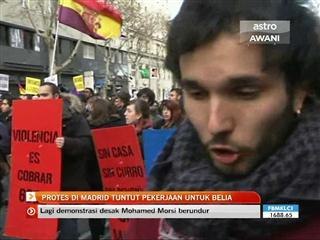 Belia Madrid tuntut lebih peluang pekerjaan