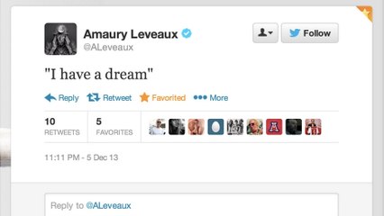 ''I have a dream'' : Amaury Leveaux confond Nelson Mandela et Martin Luther King sur Twitter