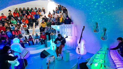 En Laponie, les musiciens d'Ice Music  jouent avec des instruments en glace et dans un igloo !