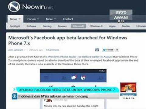 Aplikasi Facebook versi beta untuk Windows Phone 7