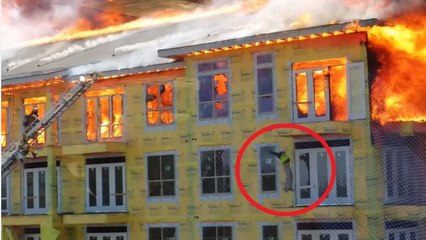 Le sauvetage incroyable d'un ouvrier coincé au beau milieu d'un énorme incendie