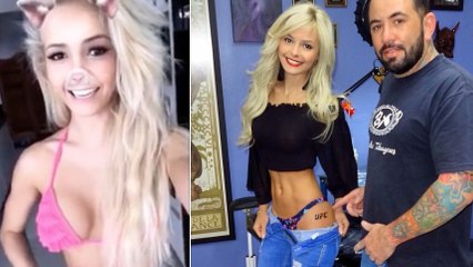 La superbe Ring Girl Jhenny Andrade montre son nouveau tatouage en hommage à l'UFC