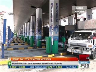 Rebat tol 20% sempena Merdeka