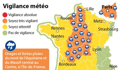Alerte Météo France : Vigilance orange orages dans l'Île-de-France, le Nord et le Centre