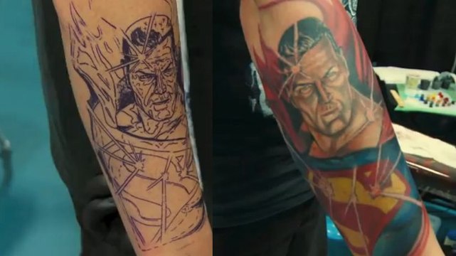 Kirt Silver : un superbe tatouage de Superman en timelapse