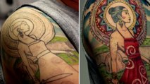 L'extraordinaire avancement d'un tatouage de déesse coloré