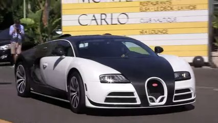 Démarrage et accélération d'une Bugatti Veyron en pleine rue