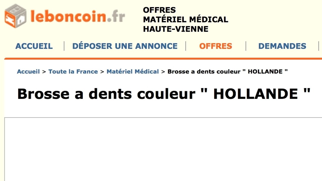 Le Bon Coin : Après la polémique des "sans-dents", il propose une brosse à dents "couleur Hollande"